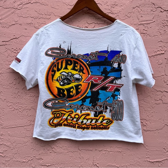 Mopar Nationals Tribute Graphic T-Shirt Tee Distressed Cropped Cut - Picture 4 of 5